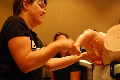 Spinning Babies Find the "nape" of the neck...