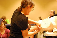 Spinning Babies Find the "nape" of the neck...