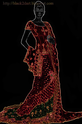 Indian model posing in a traditional ghagra choli dress
