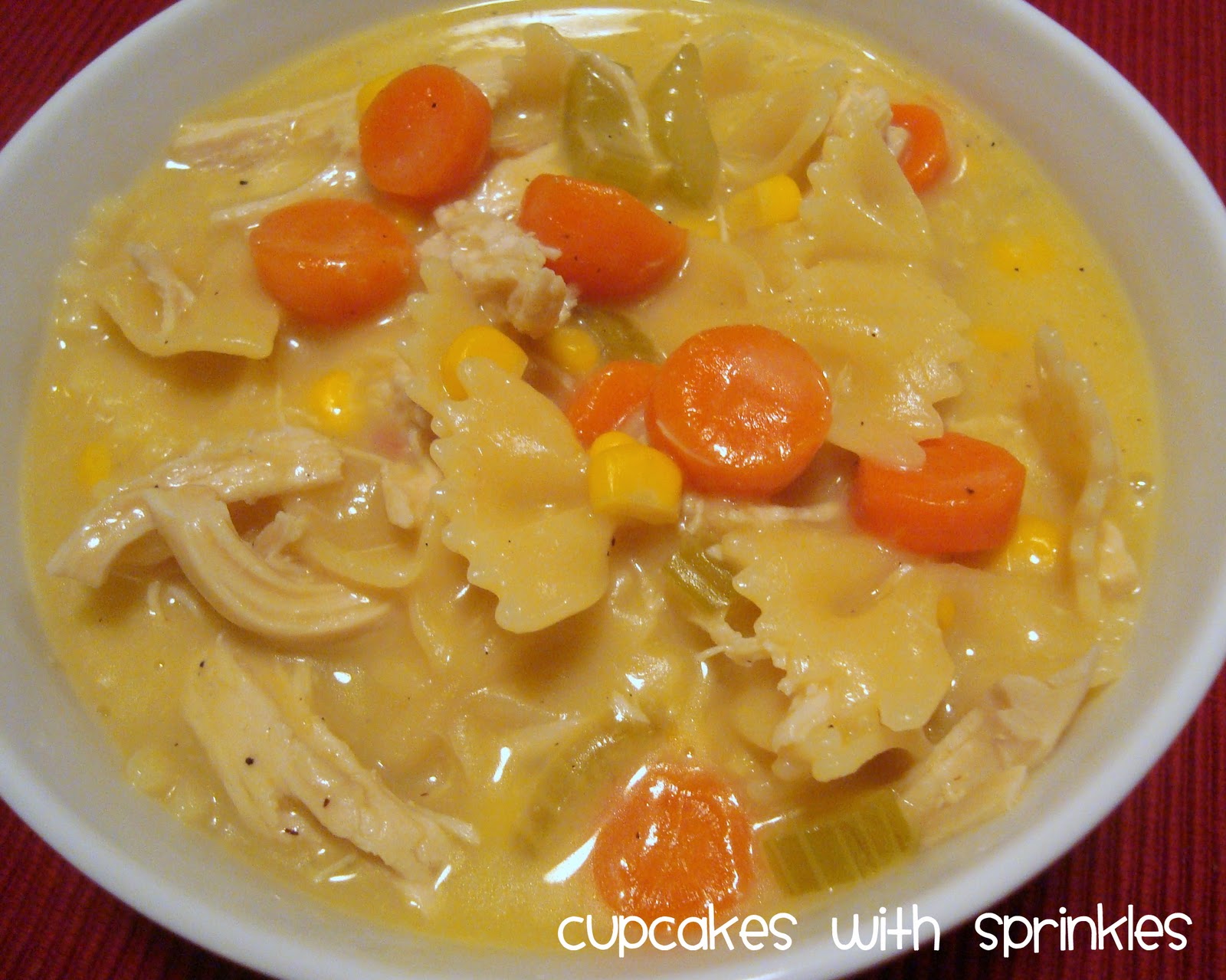Cupcake with Sprinkles Chicken Noodle Soup