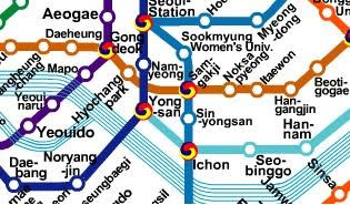 Yeouido to Itaewon, line 5 to line 6