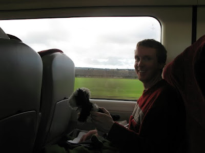 puppy and alex on the train