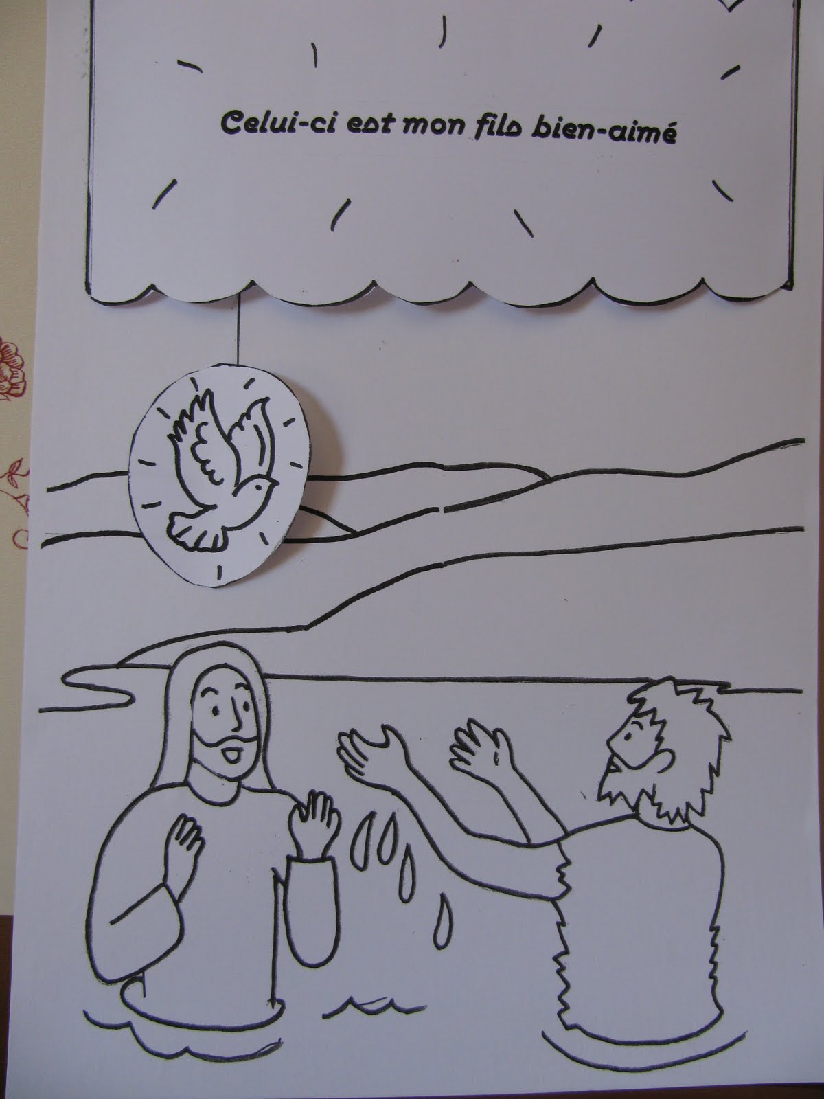 христианские поделки. воскресная школа крещение иисуса. раскраски на тему крещение господне для детей. библейские раскраски. раскраски иоанн крестит иисуса.