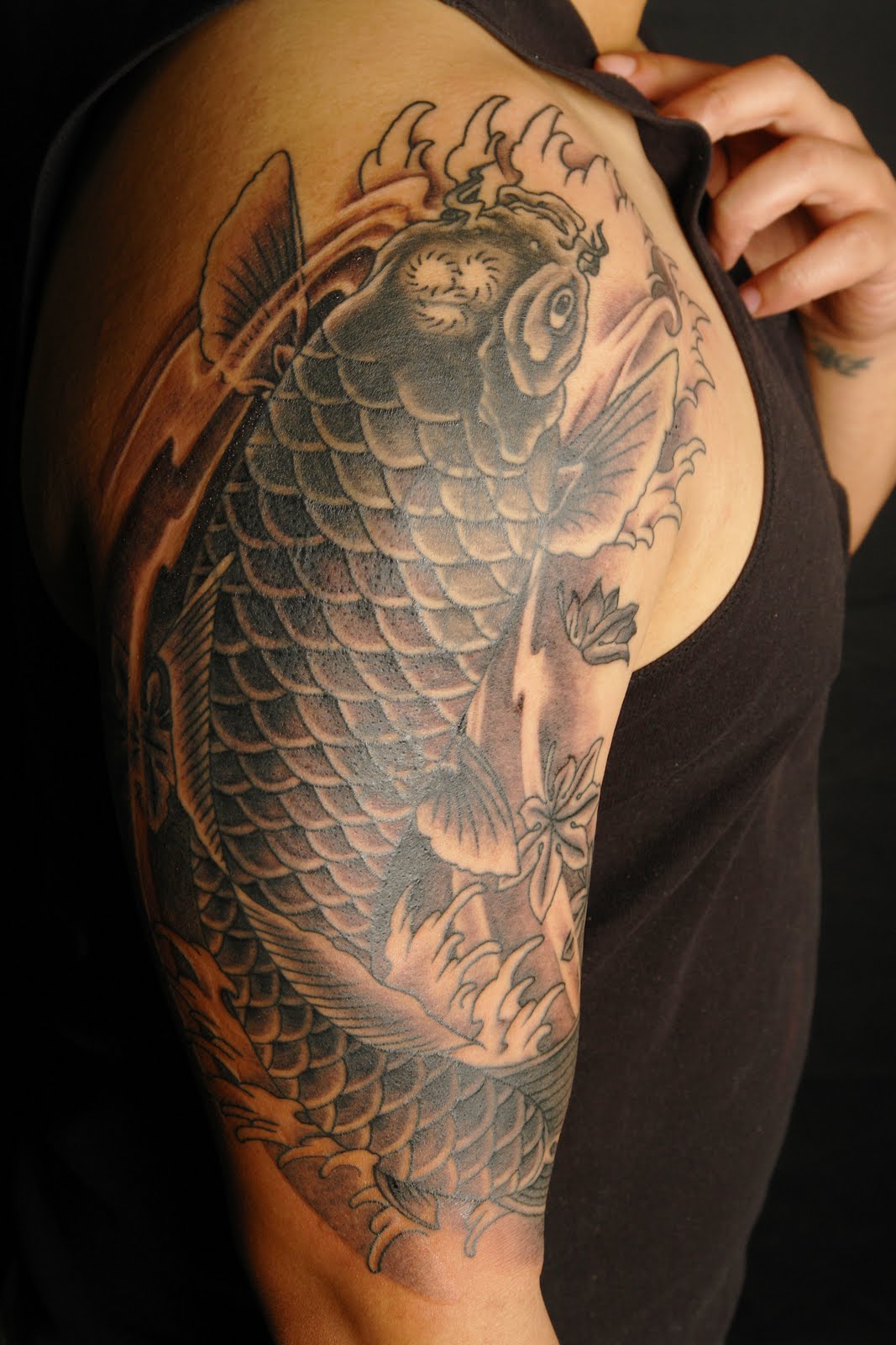 34+ Black Koi Fish Tattoo Cover Up, Great Inspiration!