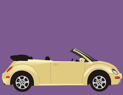 vector beetle car drawing in coral
