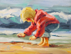 paintings beach children painting plein air oil child brown fine tom paint november seashore artist angel treasure