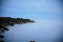 The Three Sisters Shrouded in Fog