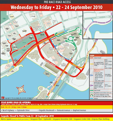 Road Closure in Singapore due to F1 2010