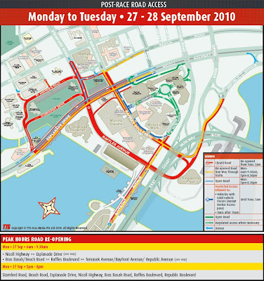 Road Closure in Singapore due to F1 2010