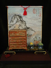 Chippendale chest with chinoiserie and chinese watercolour