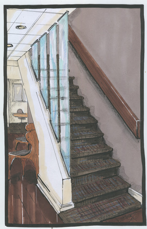 RENDERING-PLASTIC SURGERY CLINIC-staircase leading to basement level