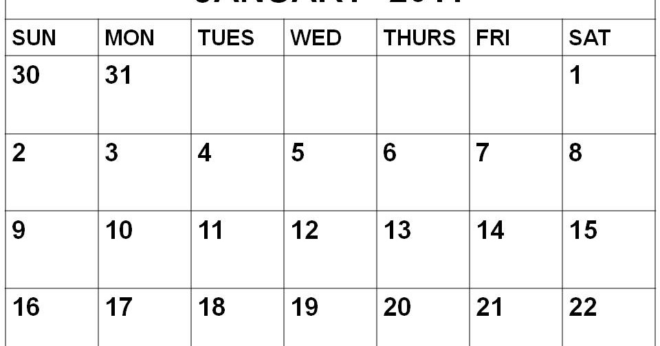 January 2011 Printable Calendar