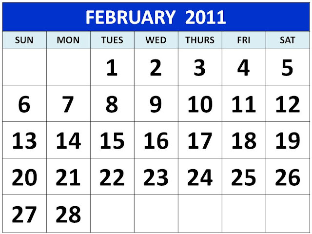 printable 2011 calendar february. printable 2011 calendar