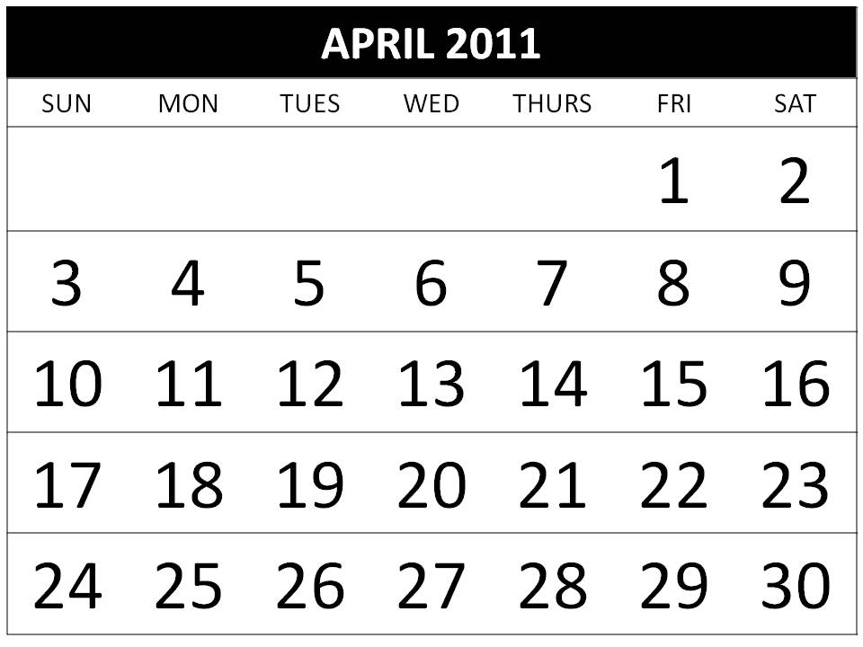 2011 Calendar Template Australia. APRIL 2011 CALENDAR TEMPLATE