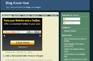 Blogger Sidebar Widget Featuring Recent Posts Feed on the Blog Know Know website