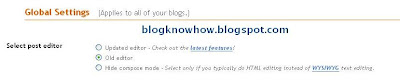 Select Blogger editor from Settings, Basic