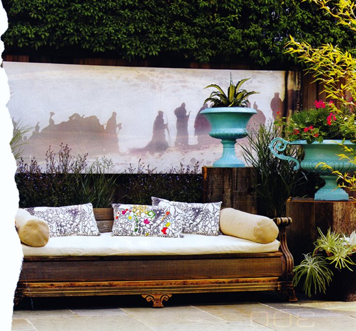 La Maison Boheme Bench seating with throw pillows