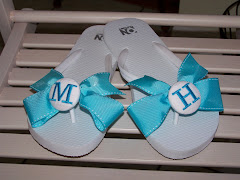 Turquoise and White Flip Flops