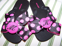 Black and Pink Polka Dot Flip Flops