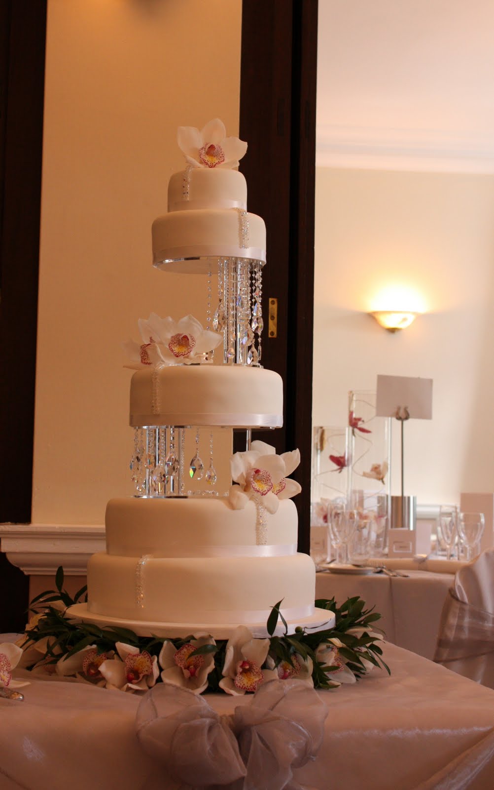 Tiers & Tiaras Orchids and Crystals Wedding Cake