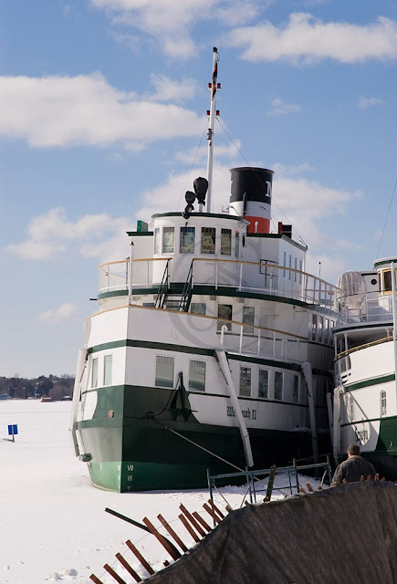 The Wenonah, a tourist ship at Gravenhurst, frozen in for the winter