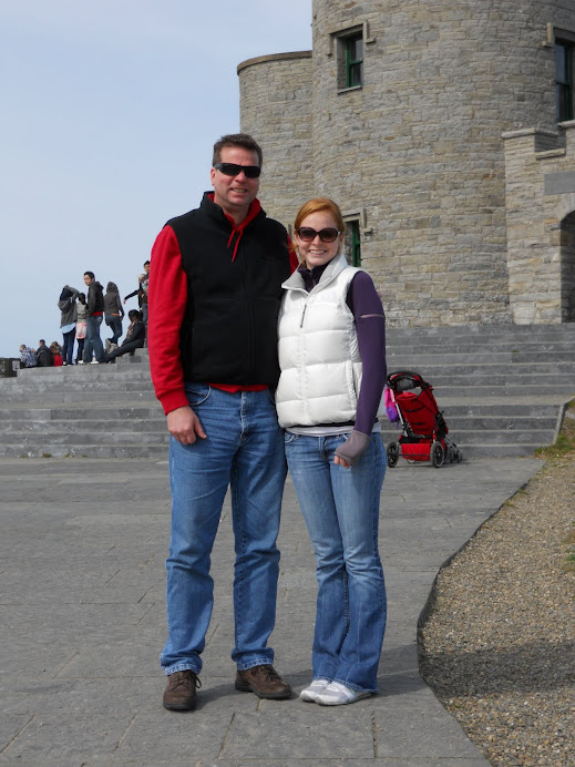 My Dad and I at O'Briens Tower on the Cliffs of Moher