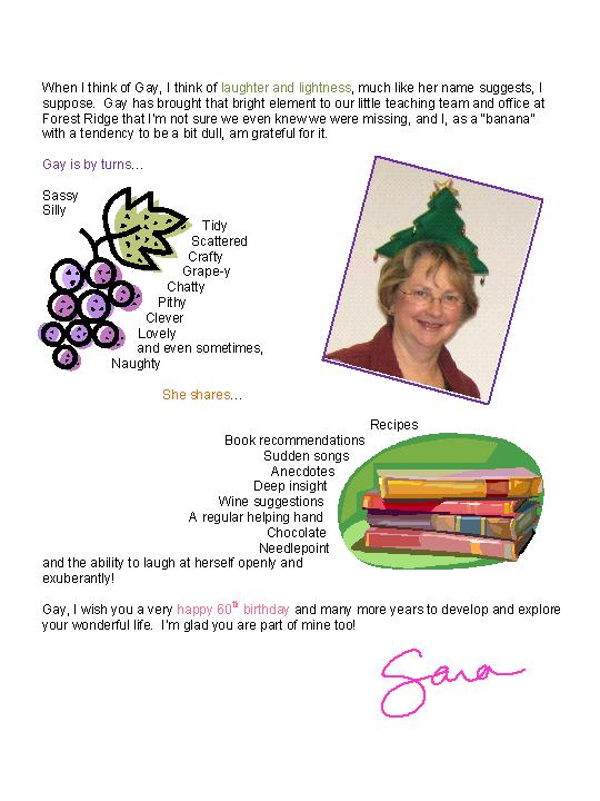 Happy Birthday from Sara at Forest Ridge