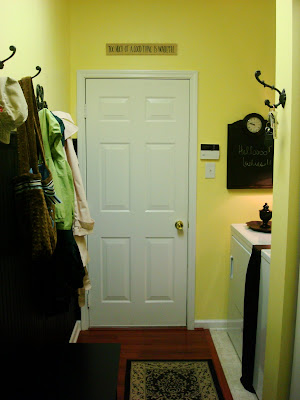 black and yellow laundry room