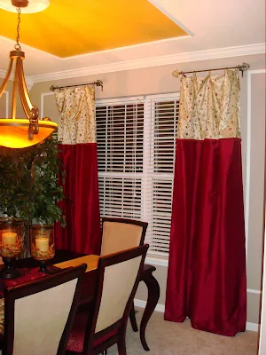 gold red two fabric drapes