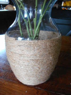 jute wrapped around glass vase