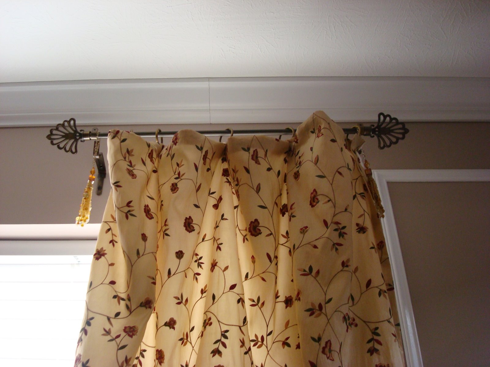 red gold floral drapes