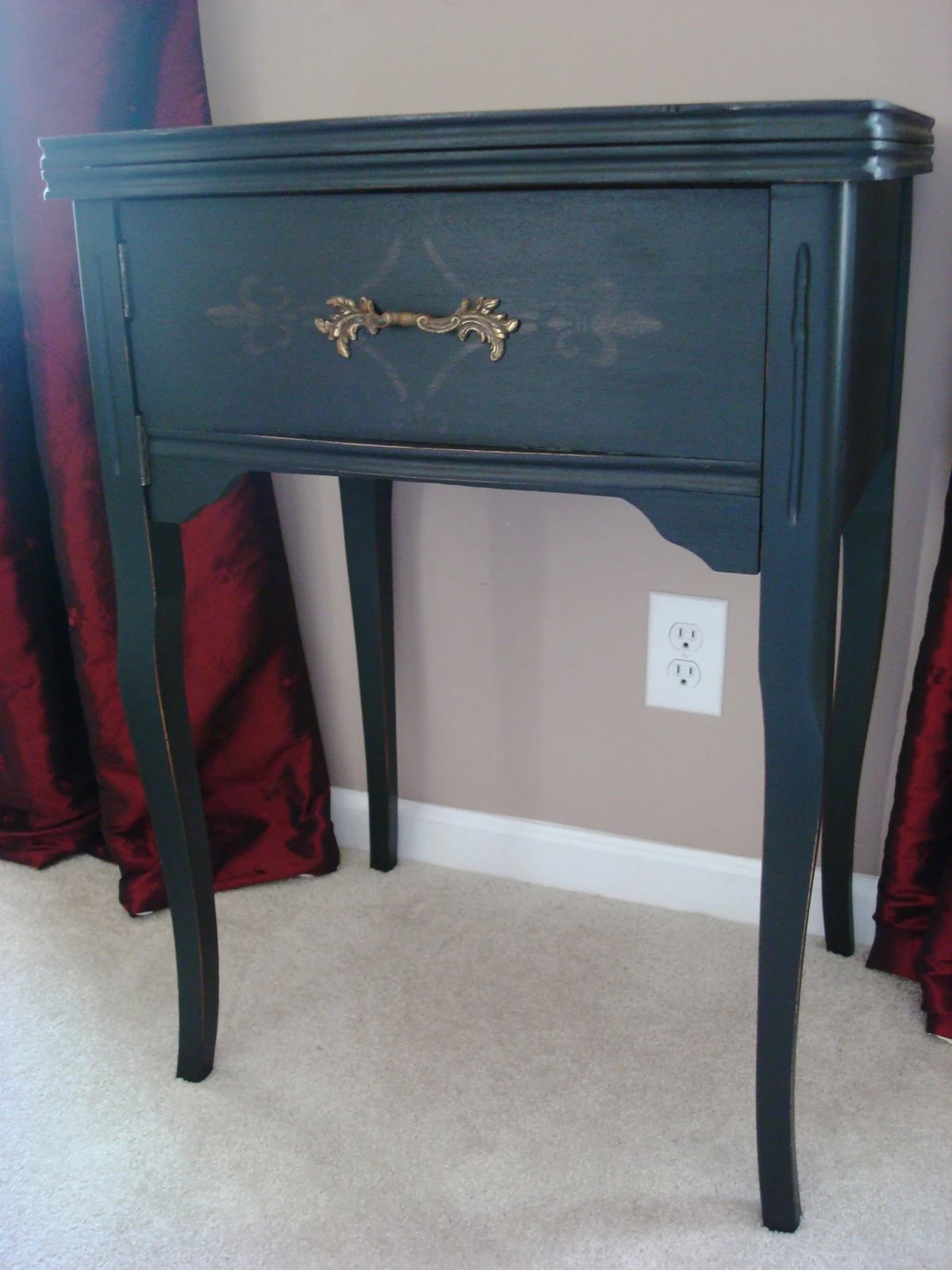 painting old sewing cabinet black