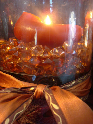 candle with fall "scatter"