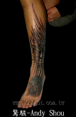 leg tattoo design, demon, monster 