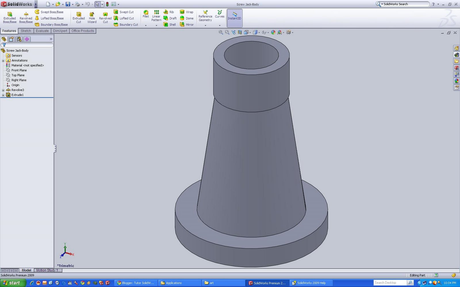 Tutor SolidWorks Screw JackBody