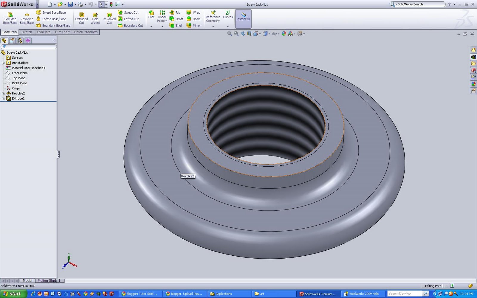 Tutor SolidWorks Screw JackNut