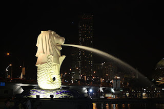 merlion park at night