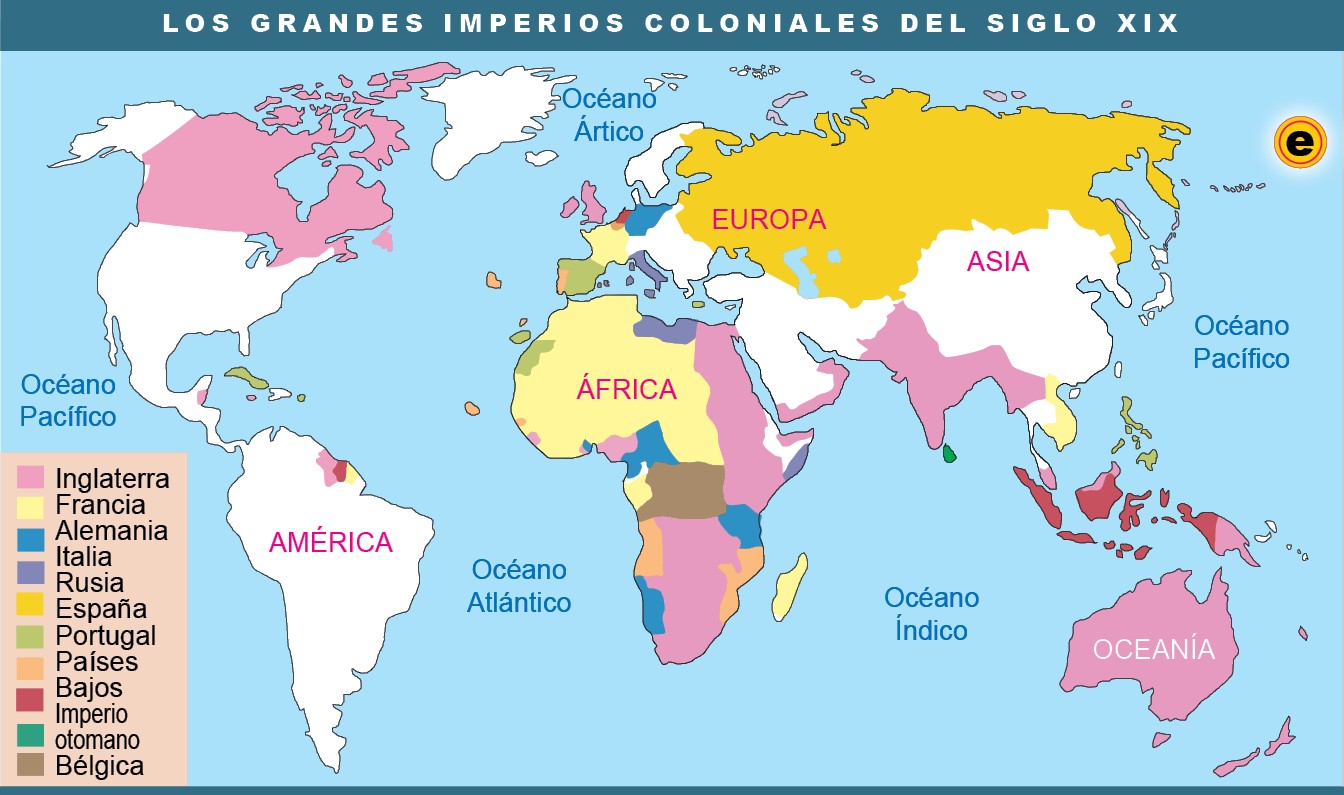 Mapa de los grandes imperios coloniales siglo XIX Mapa de los grandes imperios coloniales siglo XIX