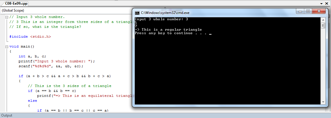 Test: are there three sides of a triangle ? - C Source Code - C++ ...