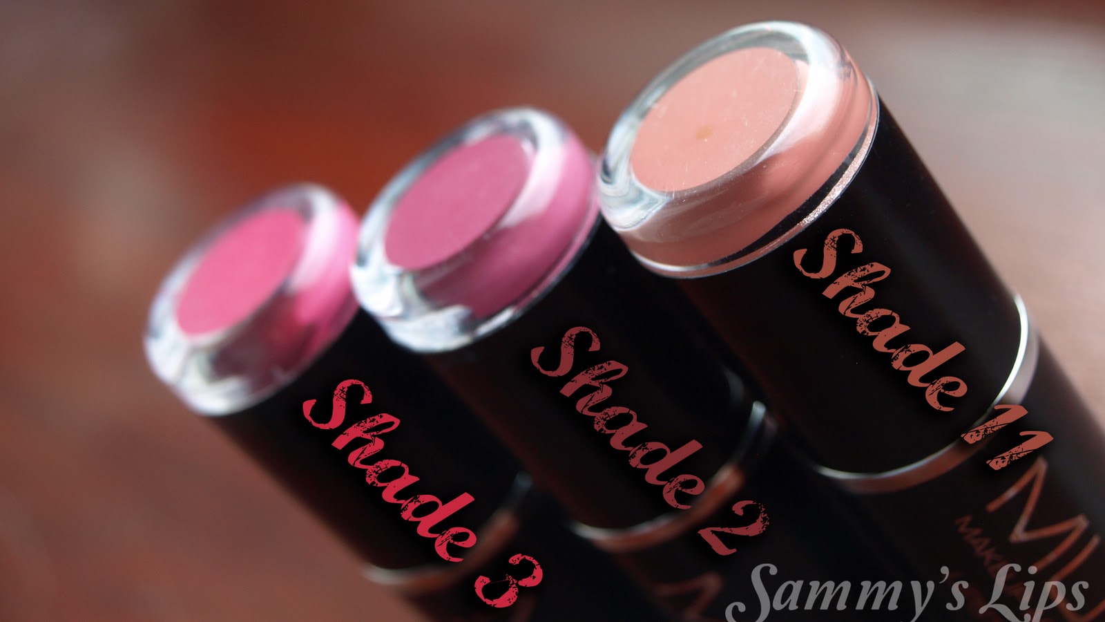 Sammy's Lips MUA Lipstick Swatches (Shades 2, 3 and 11)