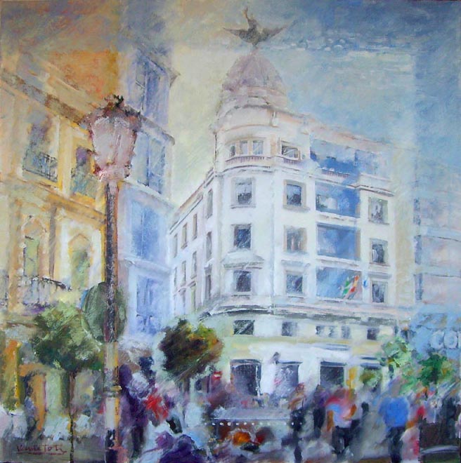 La placeta de Huelva, óleo lienzo 75x75 cm