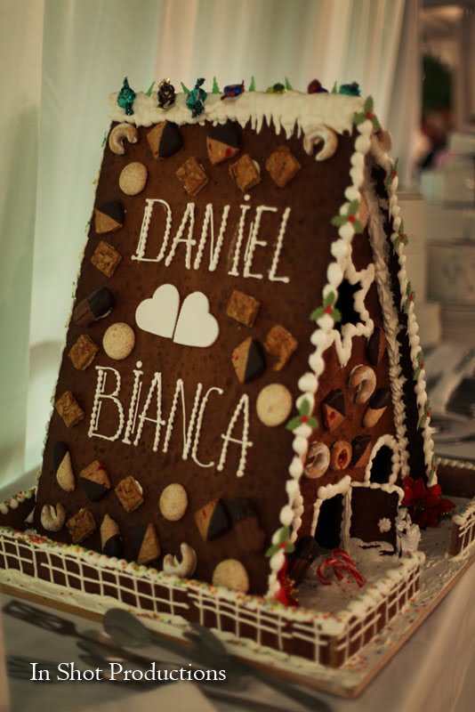 had a lovely wedding cake but they also had a gingerbread house