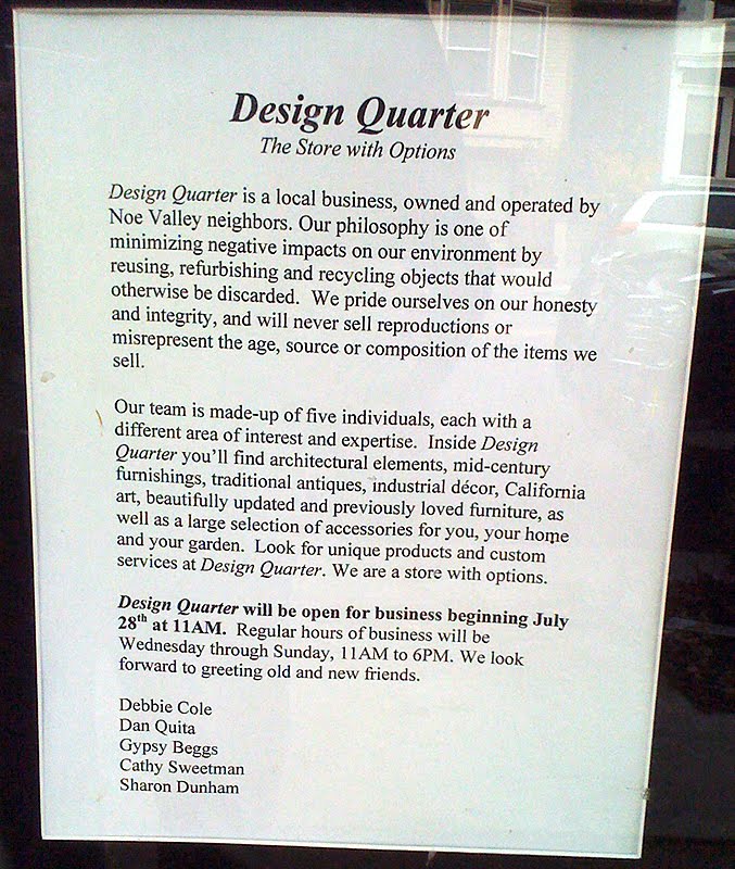 Announced Design Quarter Noe Valley SF
