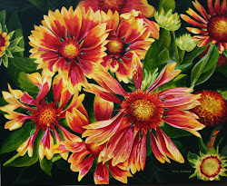 painting garden colorful acrylic flowers november op delen dit