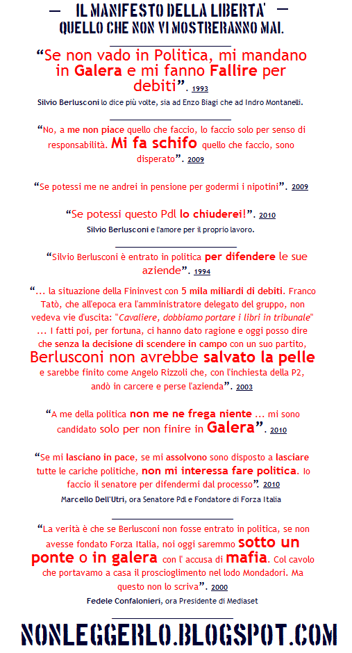 alcune perle di Berlusconi e Dell'Utri