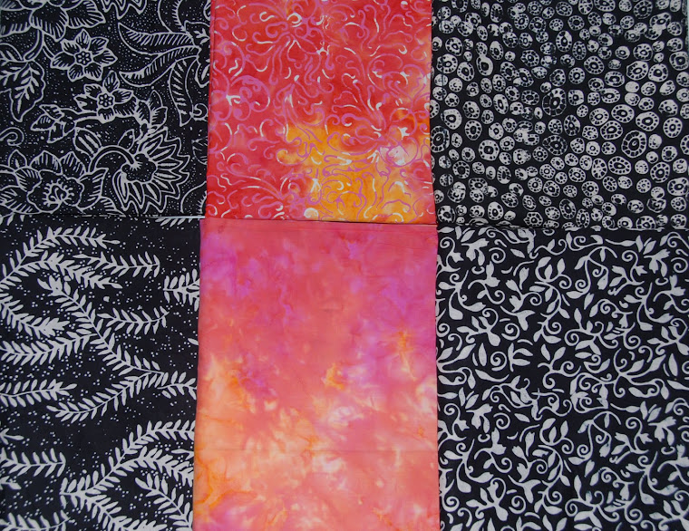 Black, White, Pink and Orange Batik for Sale