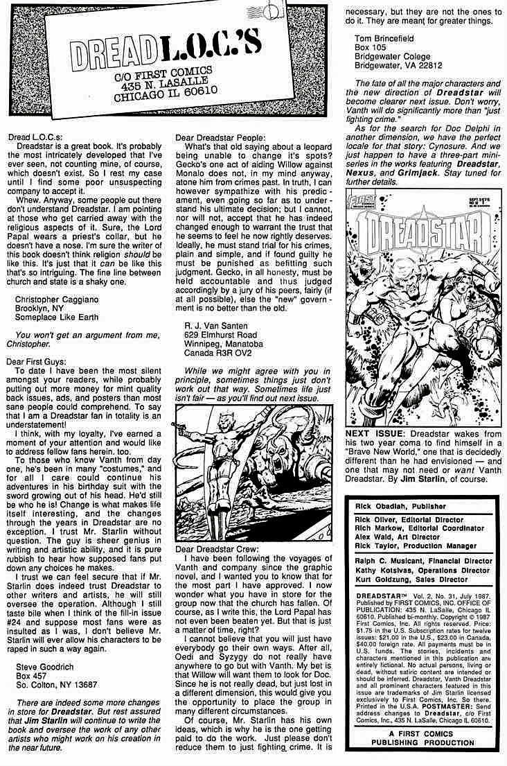 Read online Dreadstar comic -  Issue #31 - 2