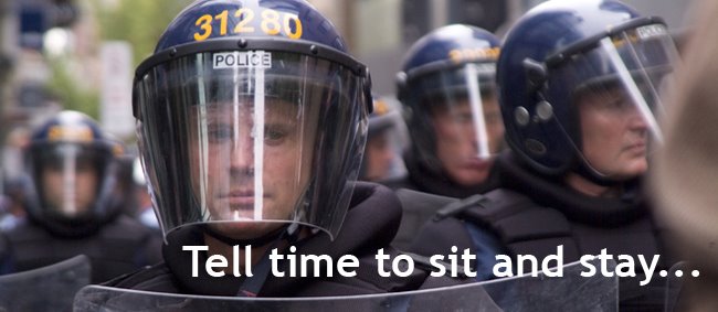 Tell time to sit and stay...