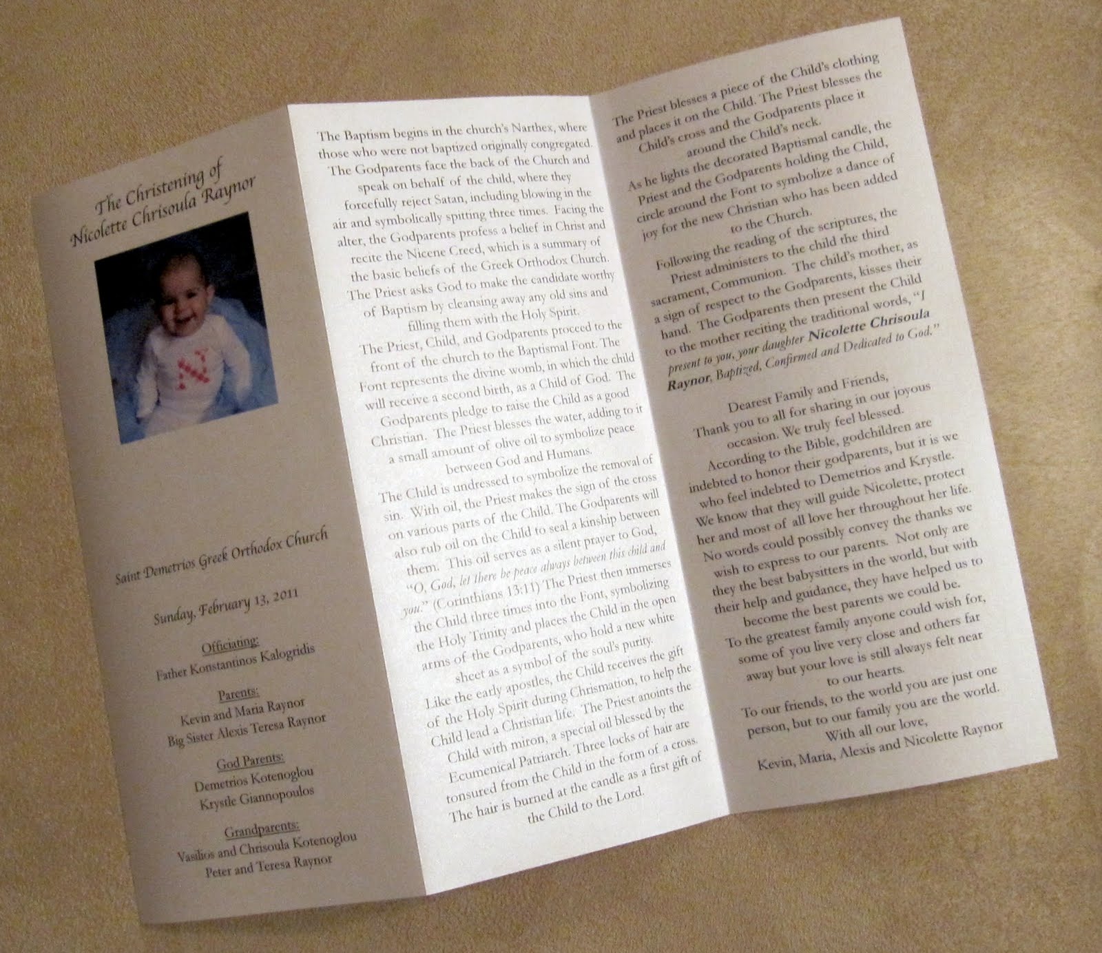 Scrapping Innovations: Nicolette's Christening Program