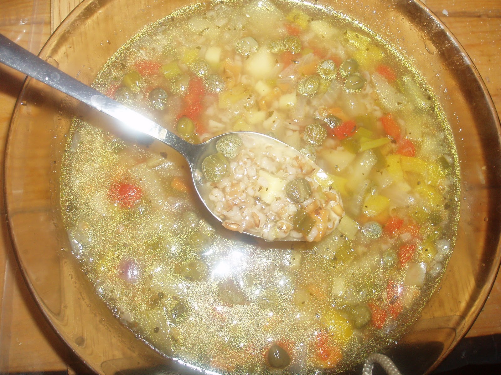 Adventures in Flavorland Winter wheat berries soup with capers (vegan)